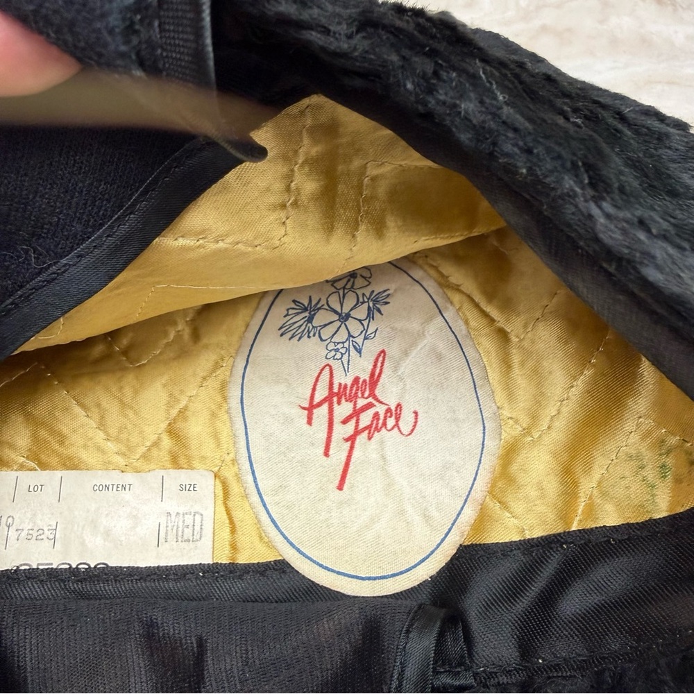 Vintage Angel Face Black Faux Fur Coat